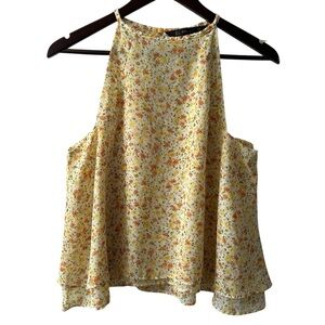 Zara‎ Floral Yellow Sleeveless Top